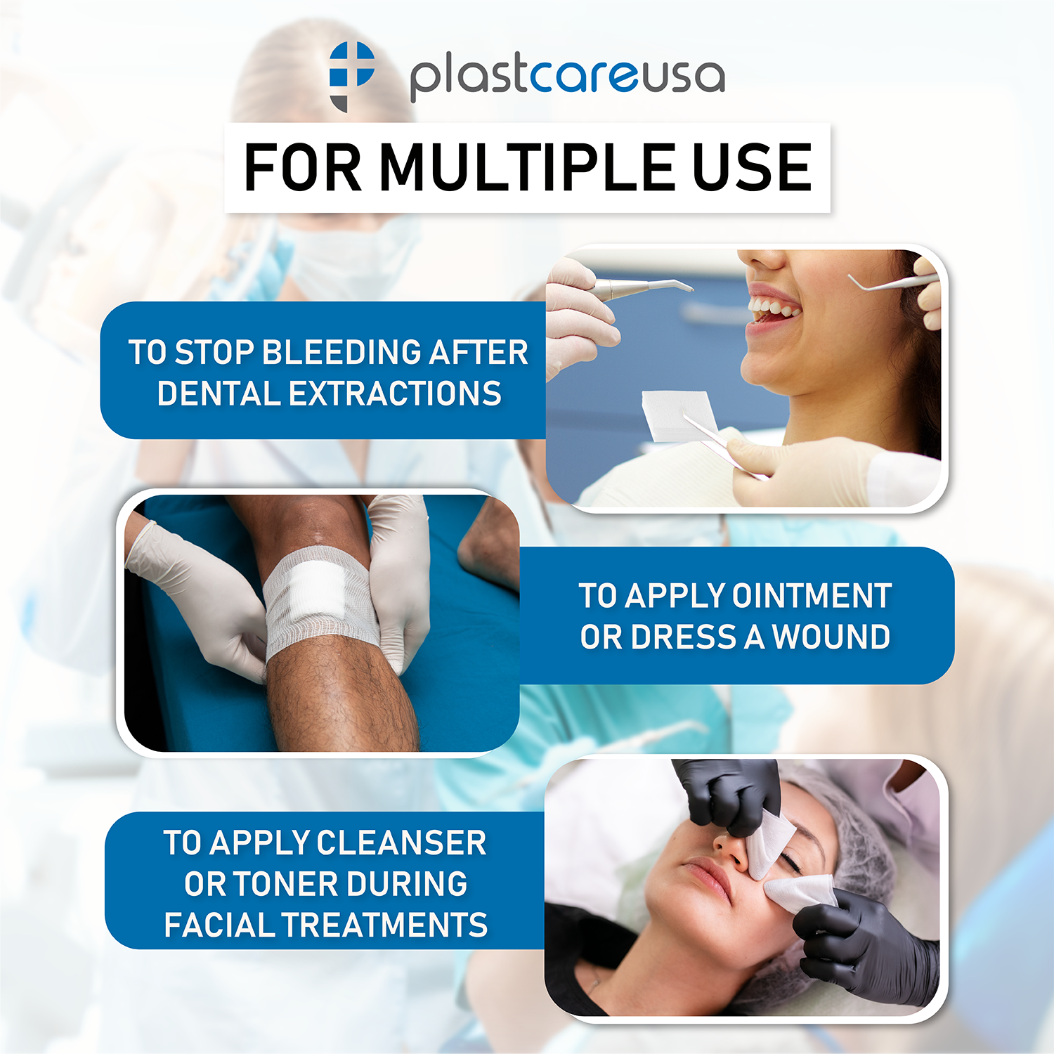 2x2 Non Woven Sponges 4-Ply, Non-Sterile Cotton Dental Gauze (1000 Pack)