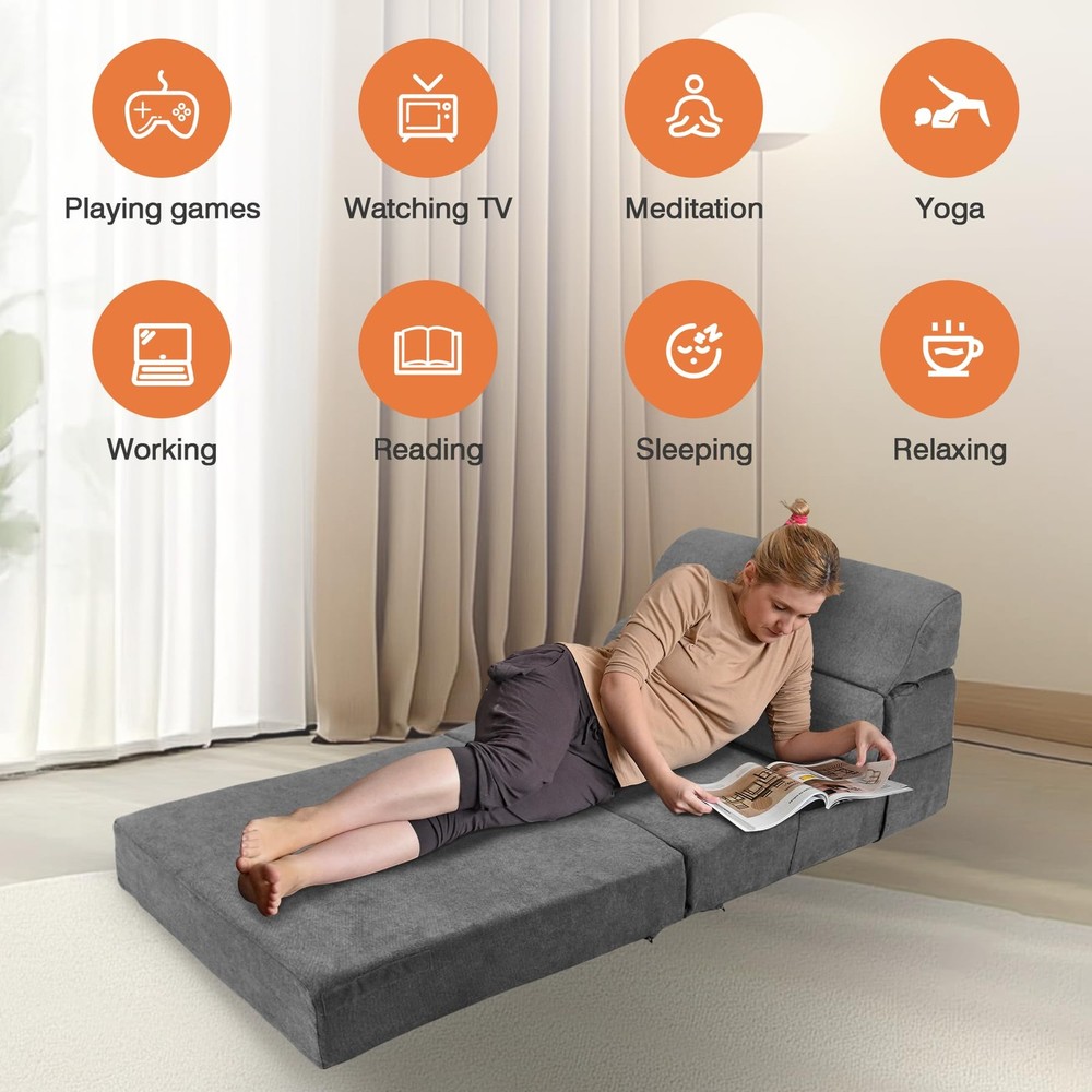 Comfy Foldable Sofa Bed - Folding Single Sofa Bed for Adults, Convertible Sle...