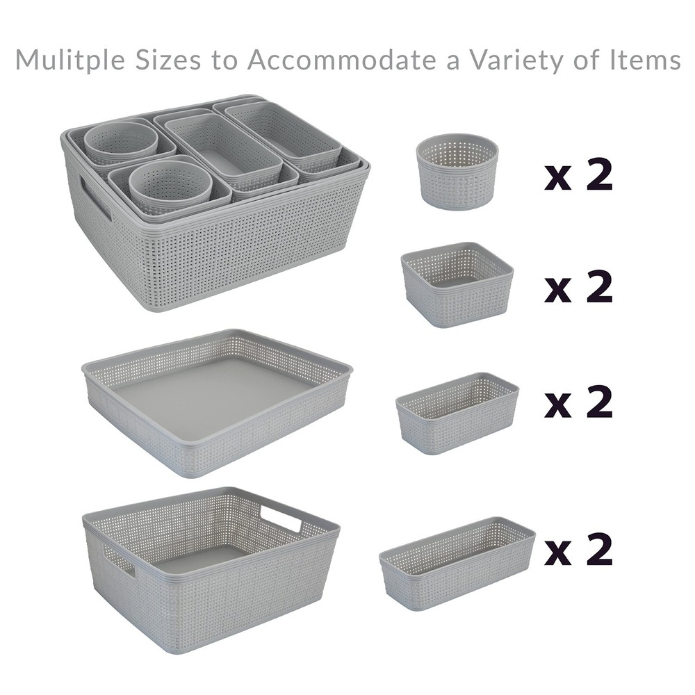 Simplify 10 Piece Organizing Set | Multiple Size Bins | Multipurpose | Office...