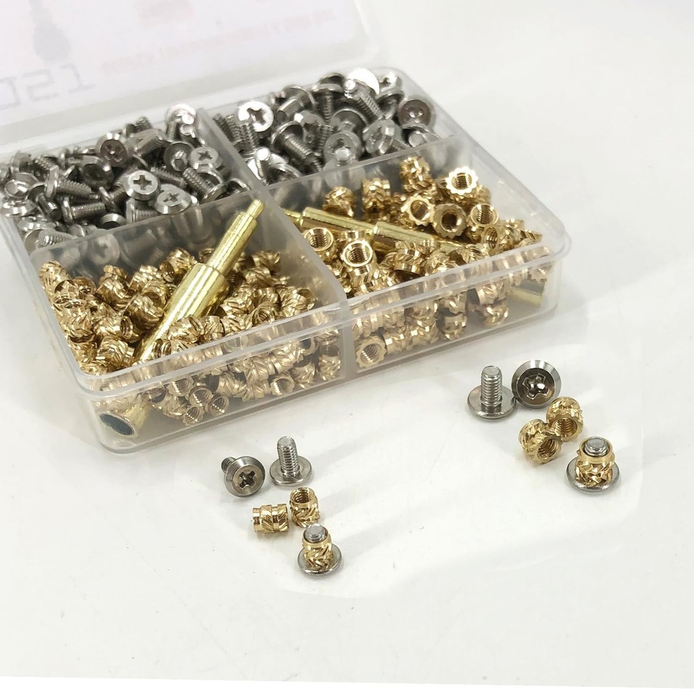 440Pcs Threaded Inserts Bolt Set M2.5 M3 Heat Insert Kit, Gold