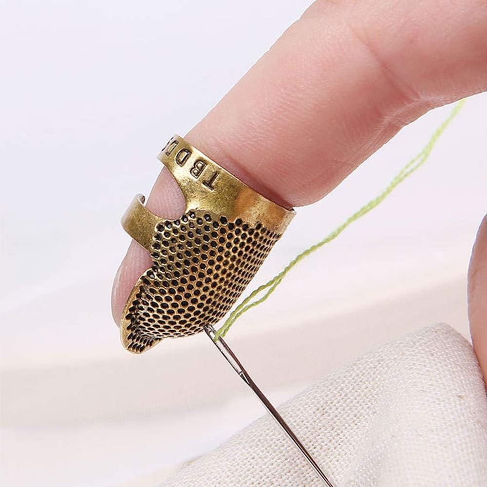 4 Pack Sewing Thimble Finger Protector, Adjustable Metal Shield...