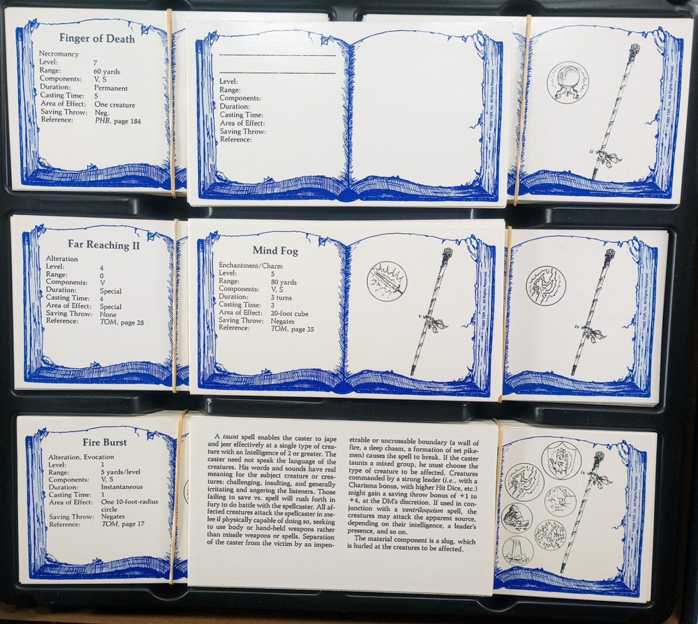 Wizard Spell Cards Advanced Dungeons Dragons 2nd Edition INCOMPLETE 424 Cards