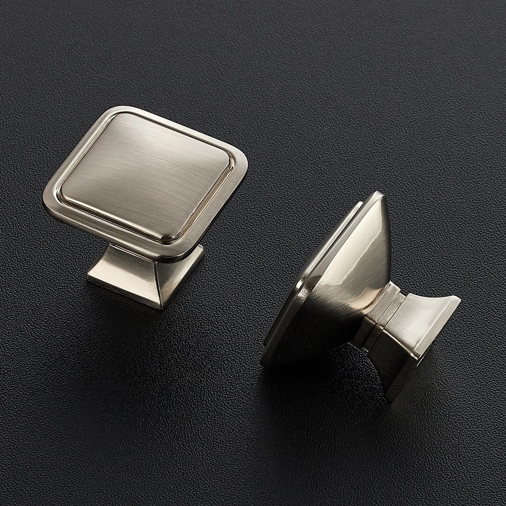 15 Pack Brushed Nickel Cabinet Knobs - 1.2" Square Drawer Knobs for Kitchen, ...