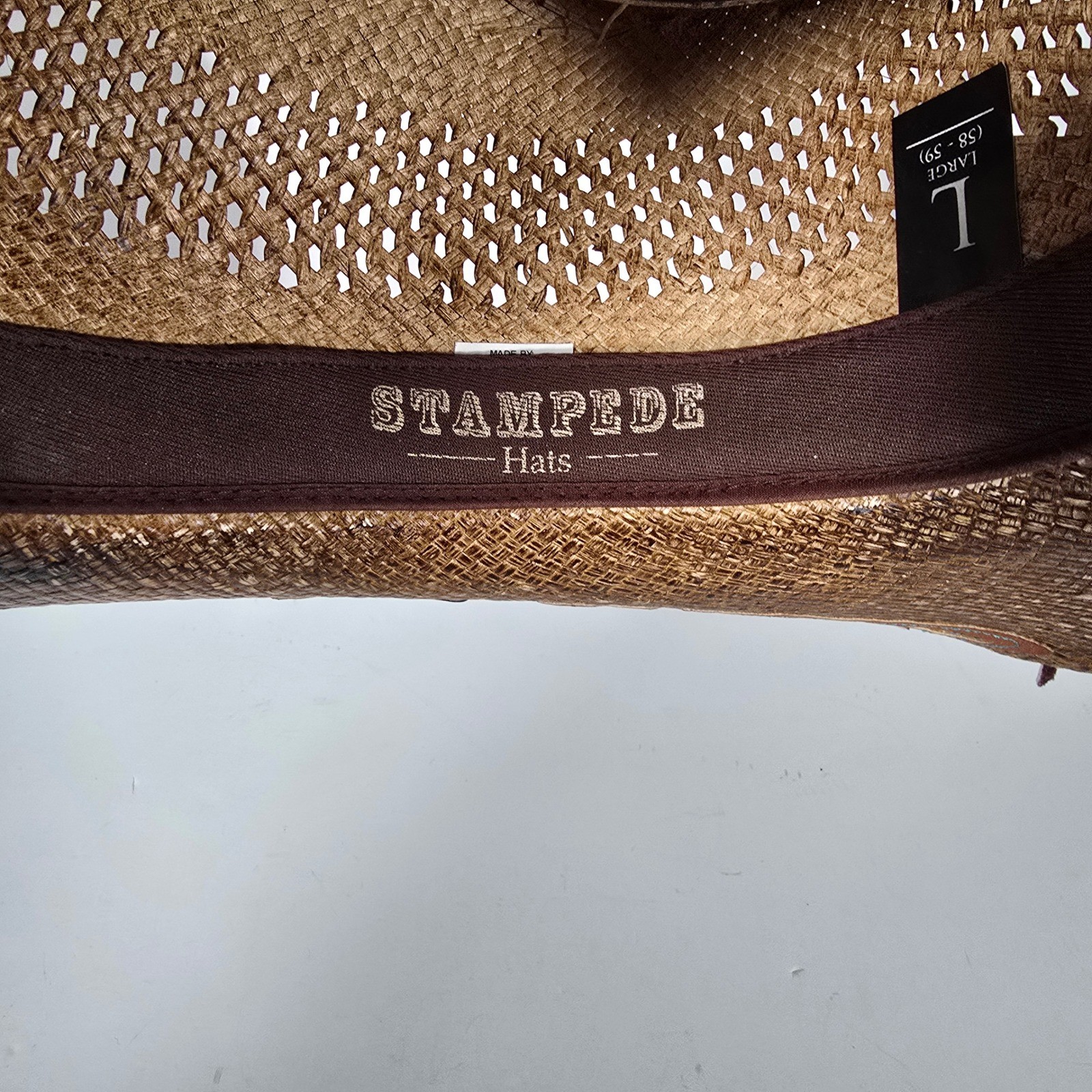 Stampede Hats Darling Cowboy Hat Tequilla Straw Size Large Brown Hearts Wings