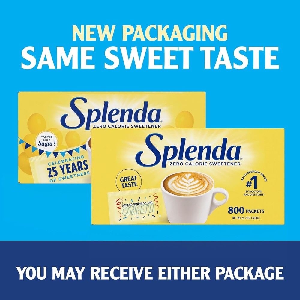 SPLENDA Zero Calorie Sweetener Value Pack, 800 Count Packets.