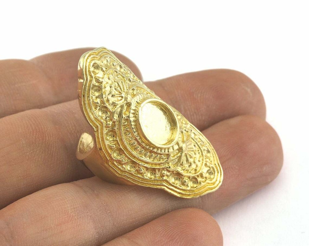 Adjustable Ring Bezel - Raw brass (17.5mm 7US inner size - Adjustable ) 3639