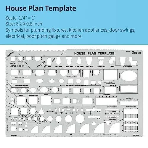 3 Pack Architectural Templates Drafting Tools House Interior Design Template