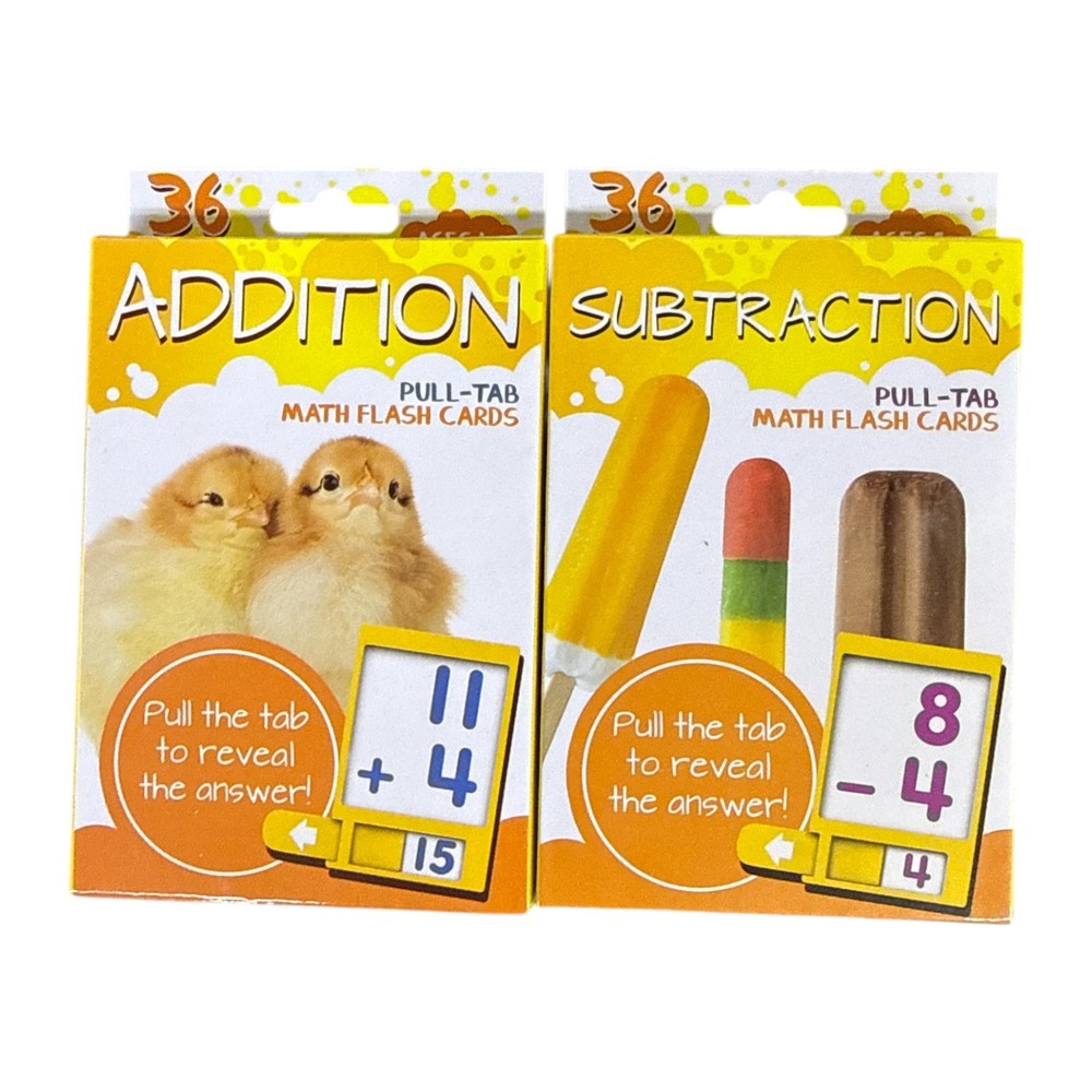 Addition & Subtraction Pull-Tab Math Flash Cards Set – 2 Pack Cards