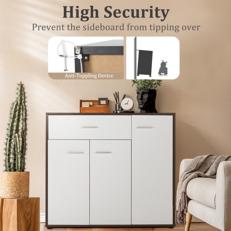 Kitchen Sideboard Storage Buffet cupboard Cabinet w/3-Position Adjustable Shelf