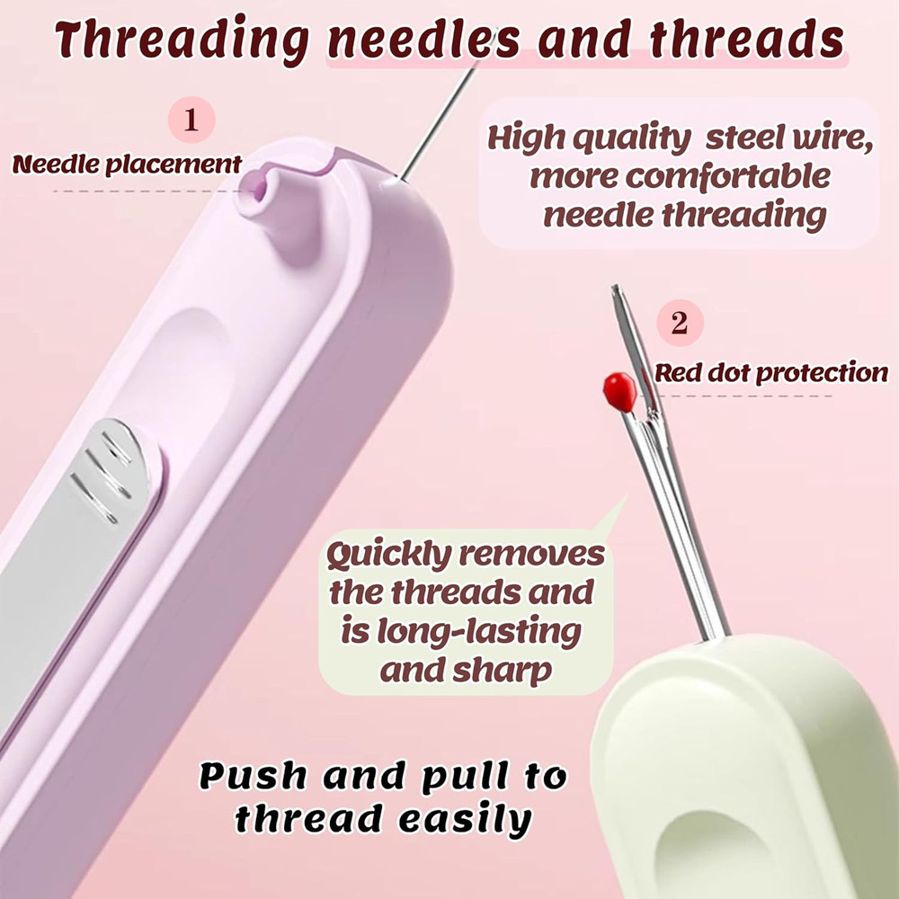 3 Pack Needle Threader, 2025 Upgraded Plug-in 2 in 1 Needle Threader Seam Ripper