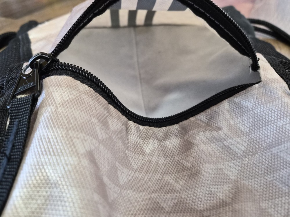 adidas Drawstring Gym Bag Black White Polyester Zip Adjustable Strap 3 Pockets