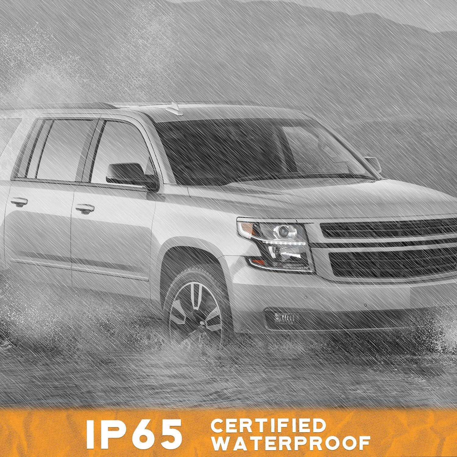 WEELMOTO Black Headlights For 2015-2020 Chevy Tahoe Suburban Chrome Lamps LH+RH