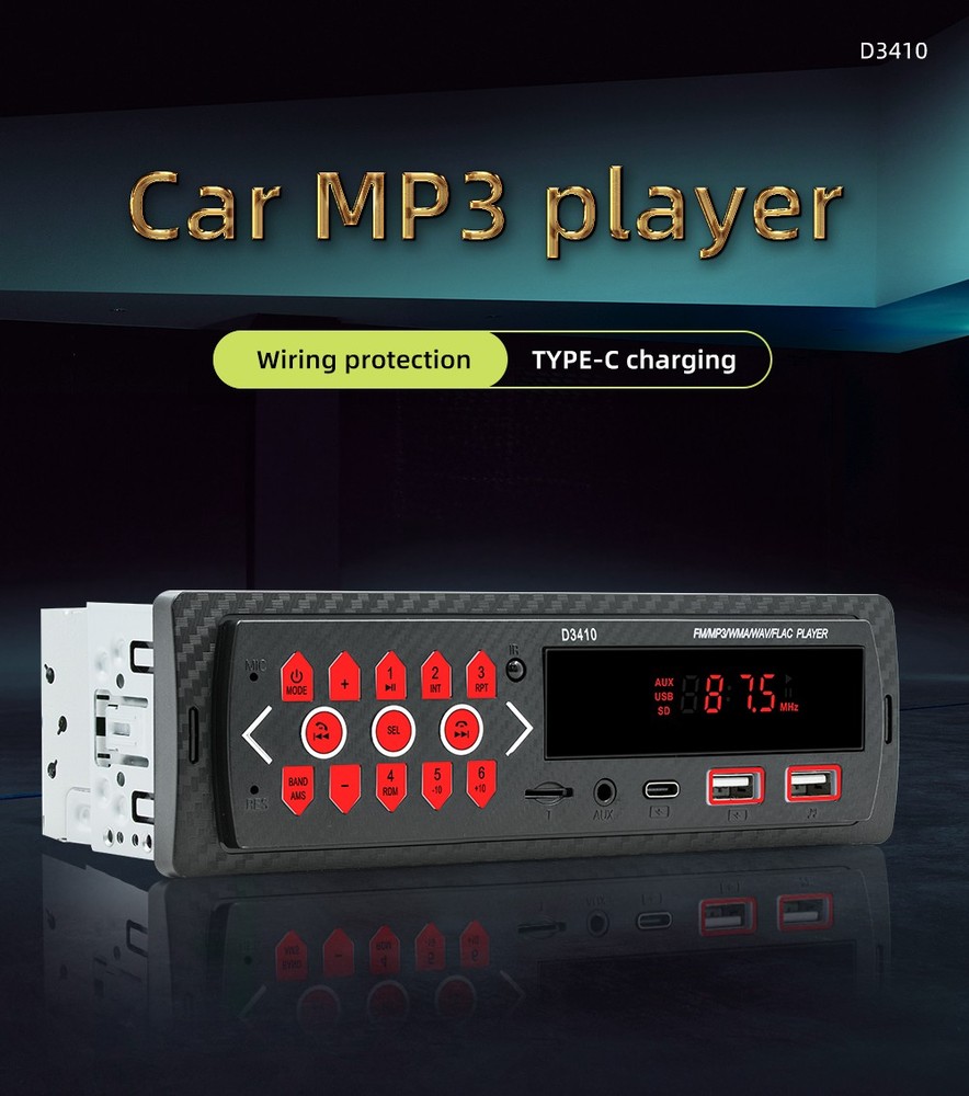 Car Stereo MP3 Player Audio In-Dash Input Head Unit FM Receiver USB Bluetooth FM