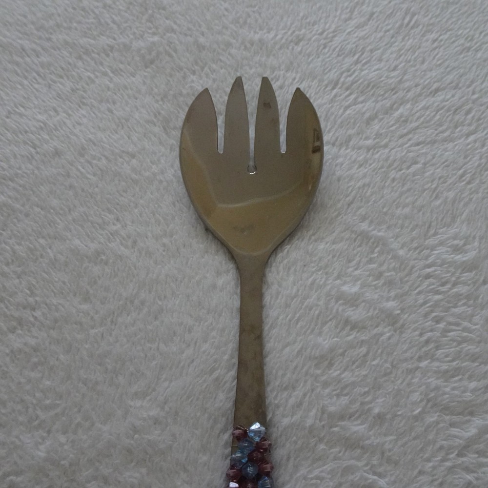 Beaded Handle Salad Serving Utensil Set Cake Pie Server Party Holiday