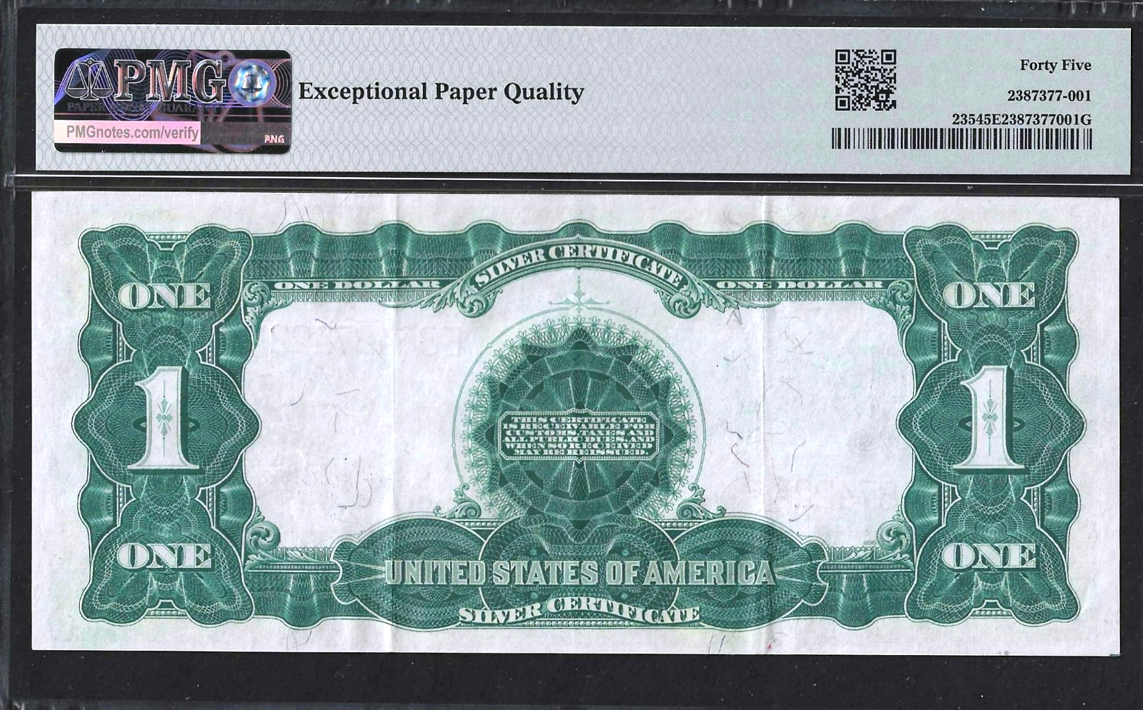 1899 $1 SILVER CERTIFICATE BLACK EAGLE ~ SUPER PMG CHOICE EXTREMELY FINE 45 EPQ