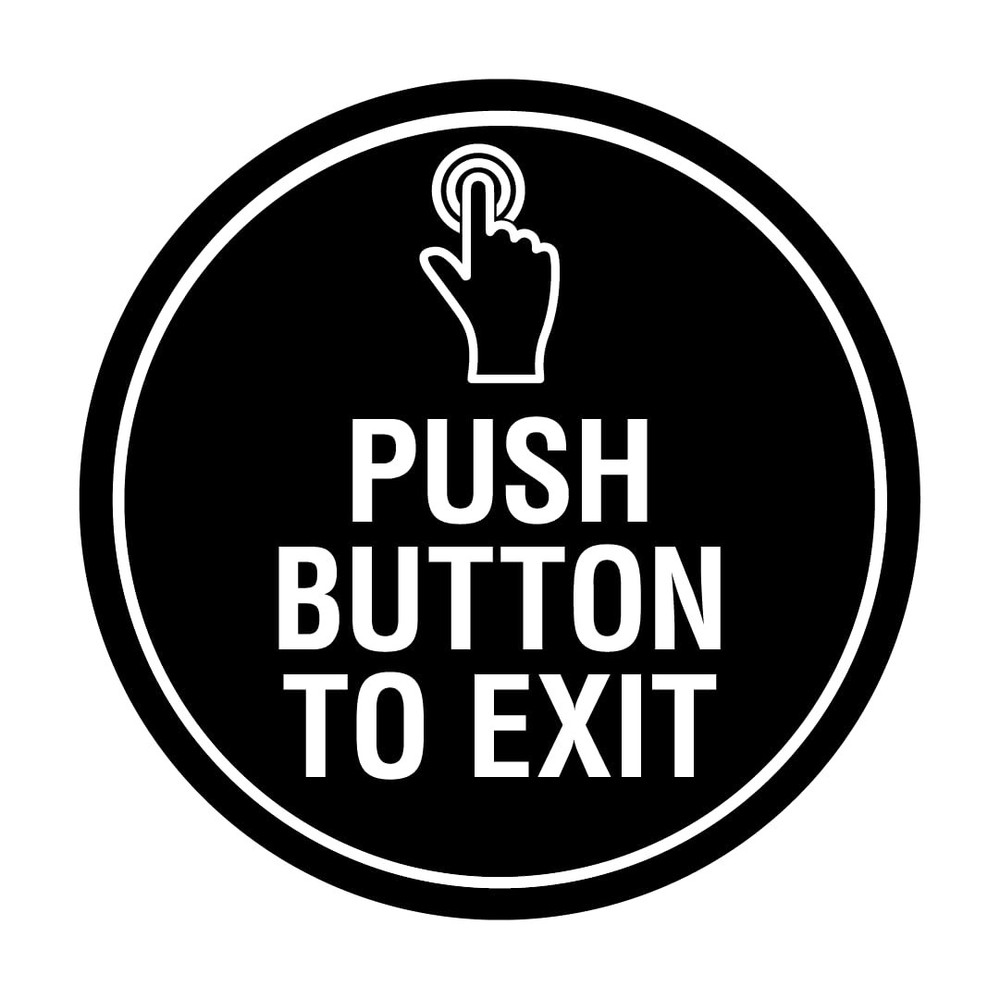 Circle Push Button To Exit Sign Black Small Door Access Control Switch Part