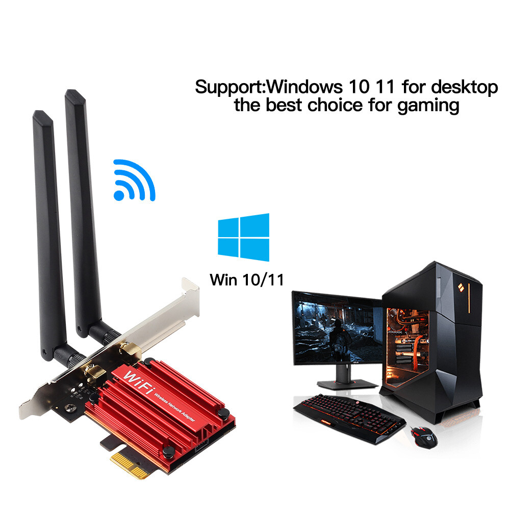 WiFi 6E PCI-E Dual Band Network Card AX1800Mbps 802.11AX WiFi Bluetooth Adapte