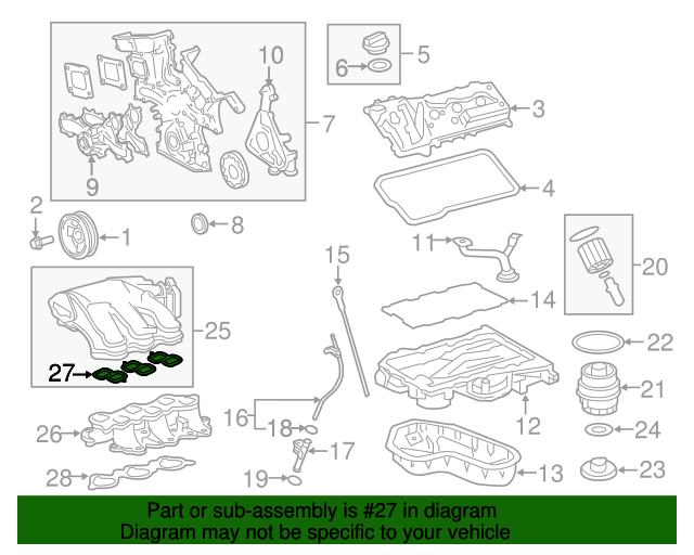 2005-2018 Toyota 3.5L V6 INTAKE MANIFOLD PLENUM GASKET GENUINE OEM PART X3
