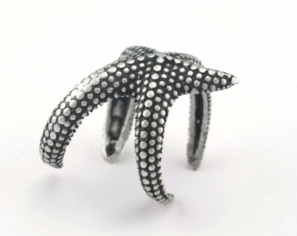 Starfish Ring Adjustable Antique Silver Plated brass 18mm 8US inner size OZ3065