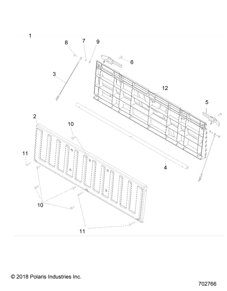 Polaris Tailgate Panel, Outer, for RANGER Models, Genuine OEM - 5437923-070