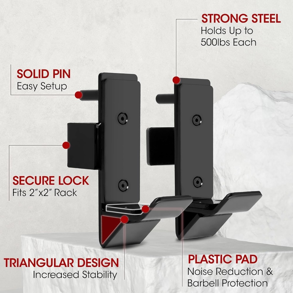 Versatile J-Hooks for Power Racks - 1000 lb Load Capacity & Easy Adjustments