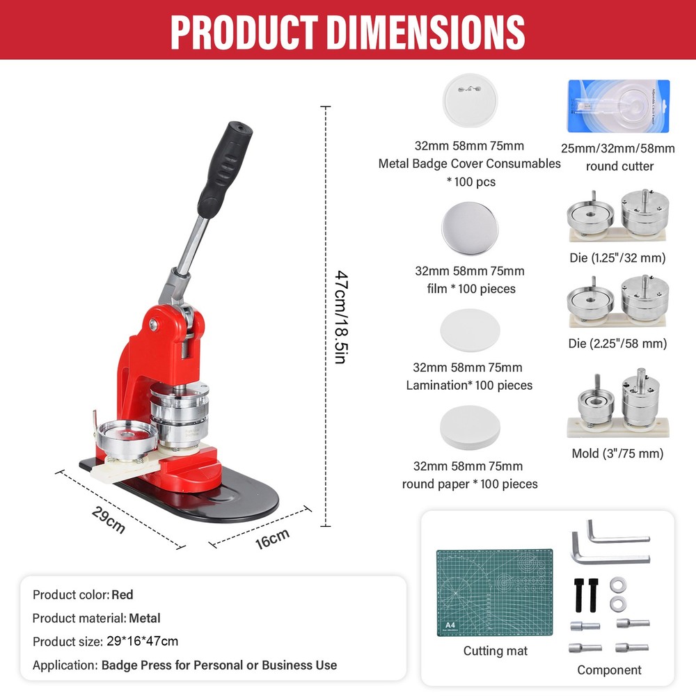 Button Maker Machine Multiple-Sizes - Button Pin Maker 1.25/2.25/3inch