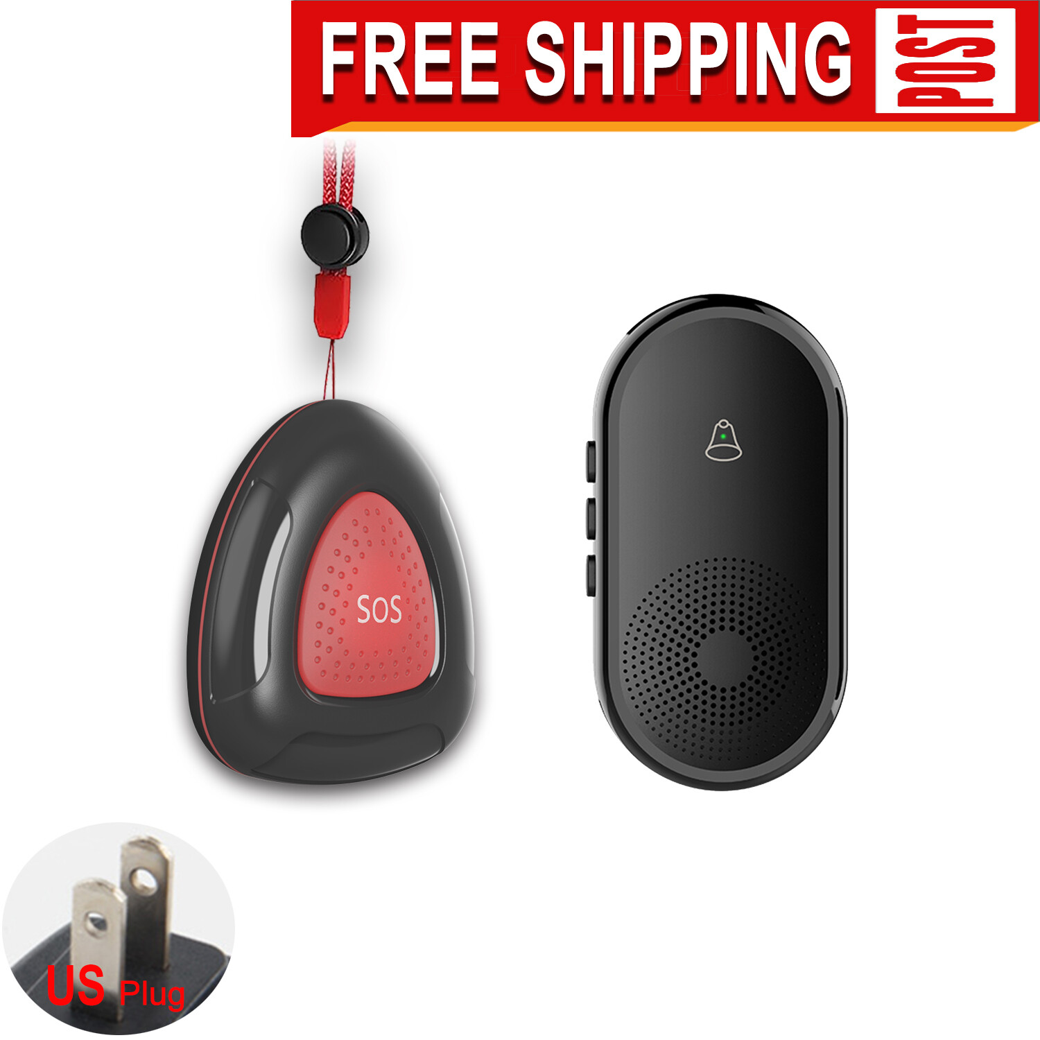 Caregiver Pager Wireless SOS Call Bell Alert Button for Seniors/Elderly/Patients