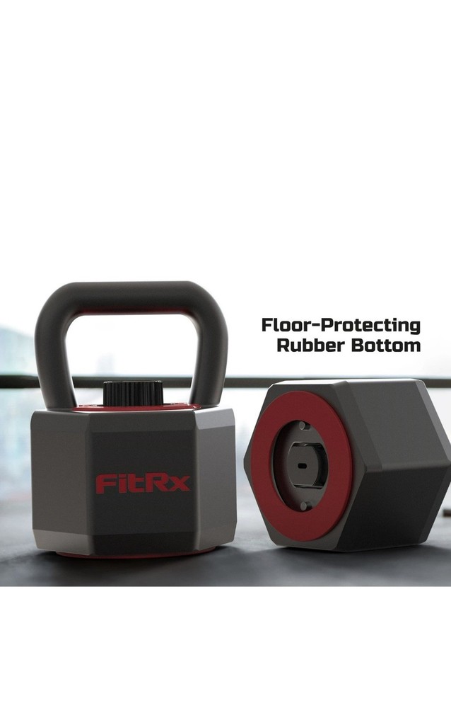 FitRx 25 lbs SmartStack Wide handle Adjustable Kettlebell, 40 lbs, Black