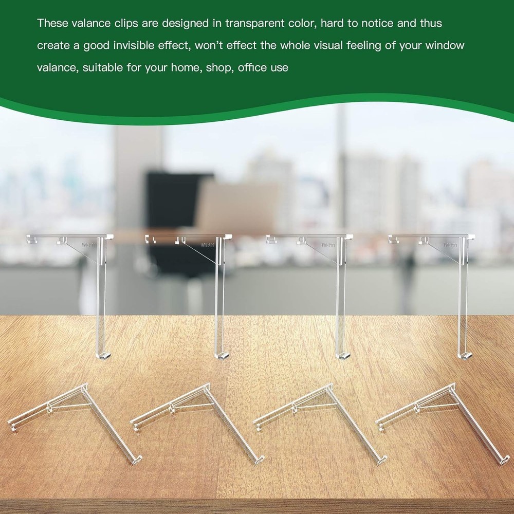 Valance Clips 8 Pack Clear Vertical Blind Bracket Replacement 3.5x3.75in