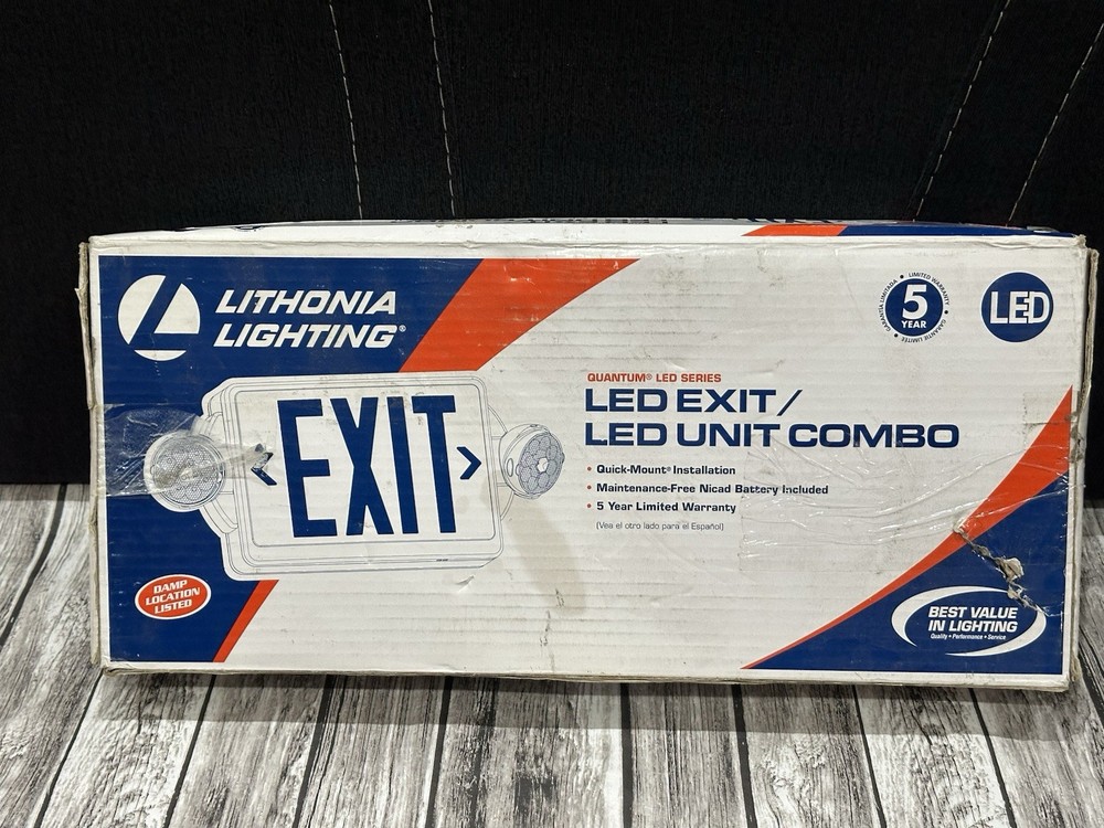 LED EXIT / LED UNIT COMBO LITHONIA LIGHTING QUICK-MOUNT INSTALL, w/NICAD BATTERY
