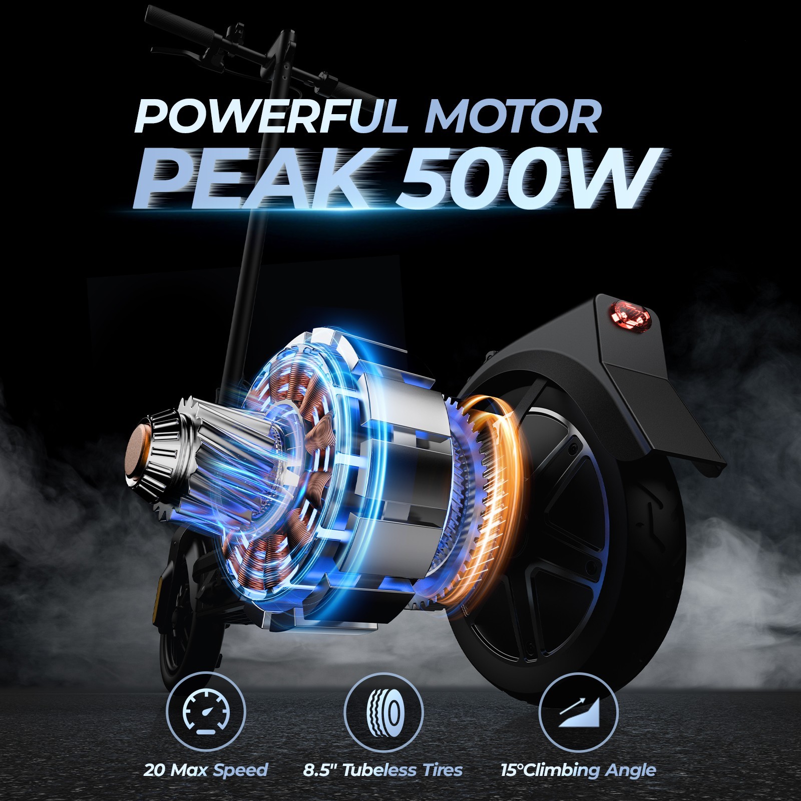 500W Commuter Electric Scooter For Adult 22MPH 20 Mile Range 8.5" Solid Tires