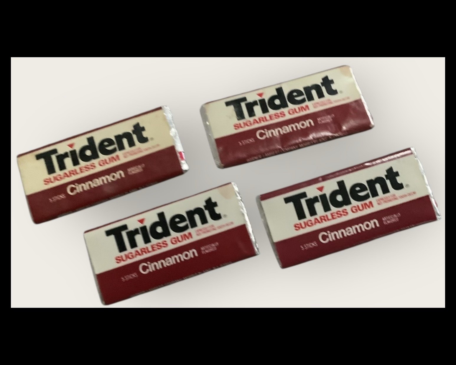 Vtg 1980’s TRIDENT Cinnamon Chewing Gum FOUR Packs NOS Unopened Advertising