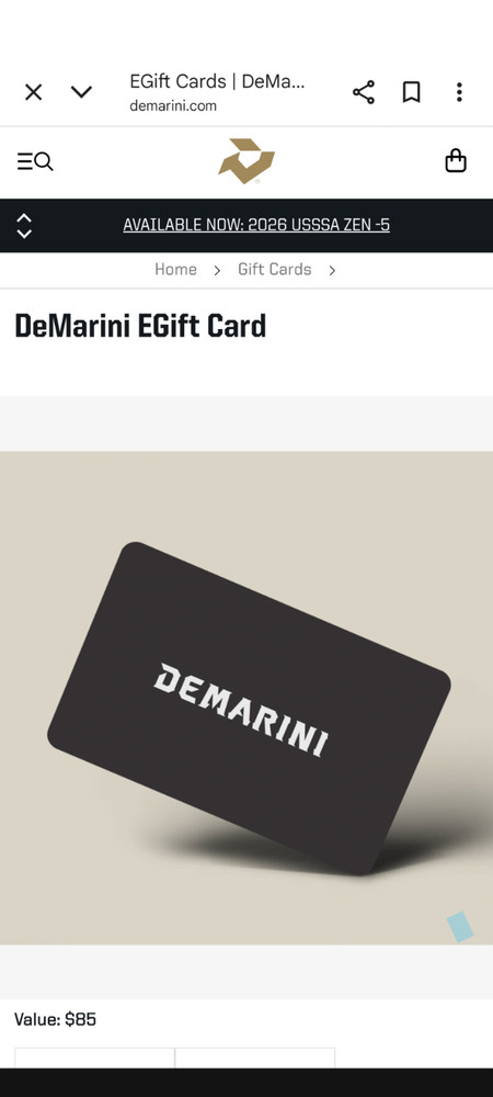 Demarini $85 e gift card