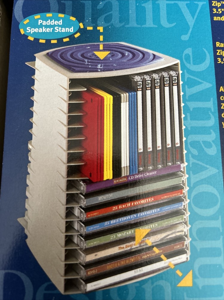 Computer Desktop PC Multimedia Storage Tower CD zip Disks Diskettes Vtg 1997 NEW
