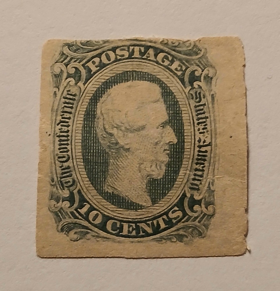 Rare CSA#12c Greenish/Blue Color 10¢ Jefferson Davis Mint Stamp