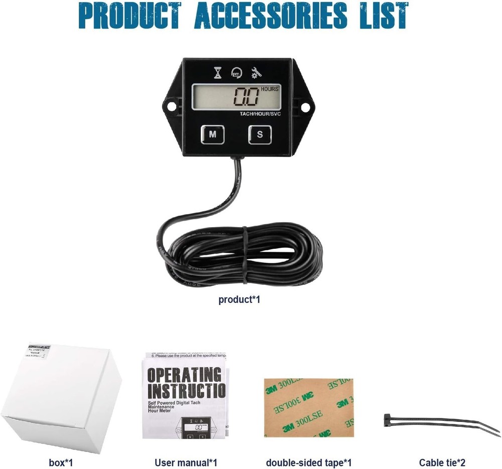 Multifunctional Hour Meter & Tachometer - Engine RPM and Maintenance Tracker