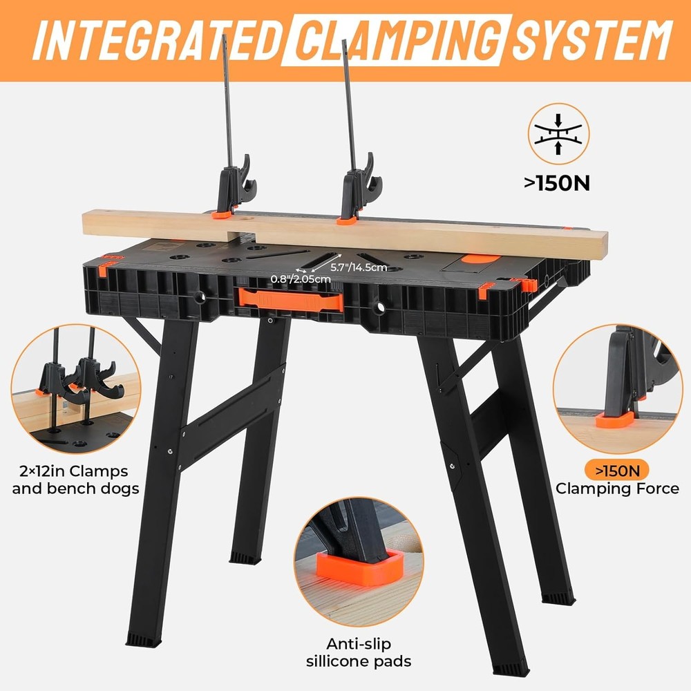 Folding Work Bench Portable Work Table for Garage, Table Saw,Workshop,Home DIY