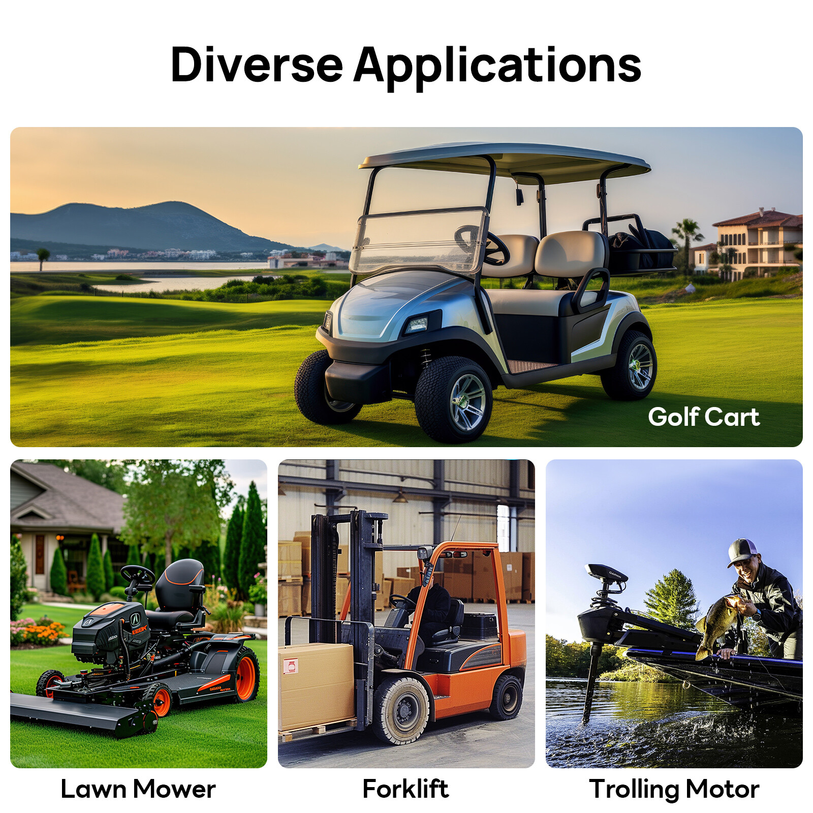 48V 100Ah Lithium LiFePO4 Battery with 18A Charger Golf Cart, Trolling Motor RV