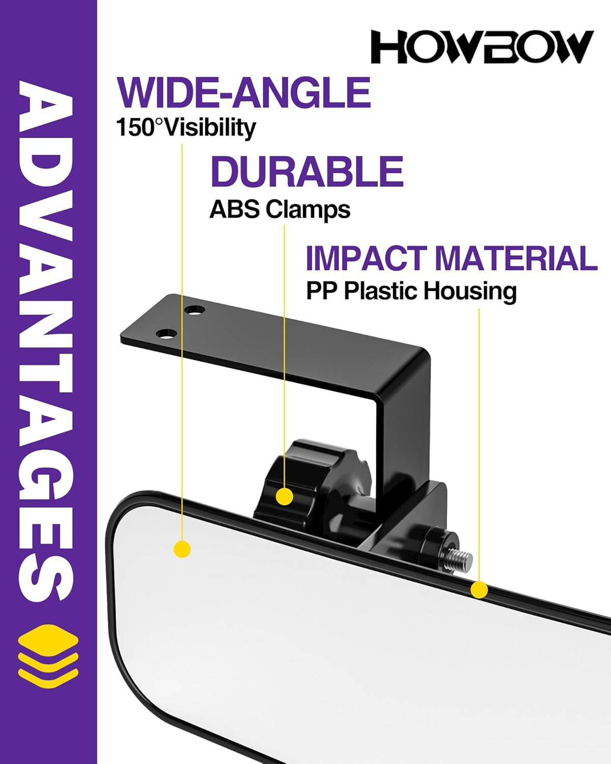 Golf Cart Rear View mirror for EZGO Club Car Yamaha Panoramic view 270° adjust