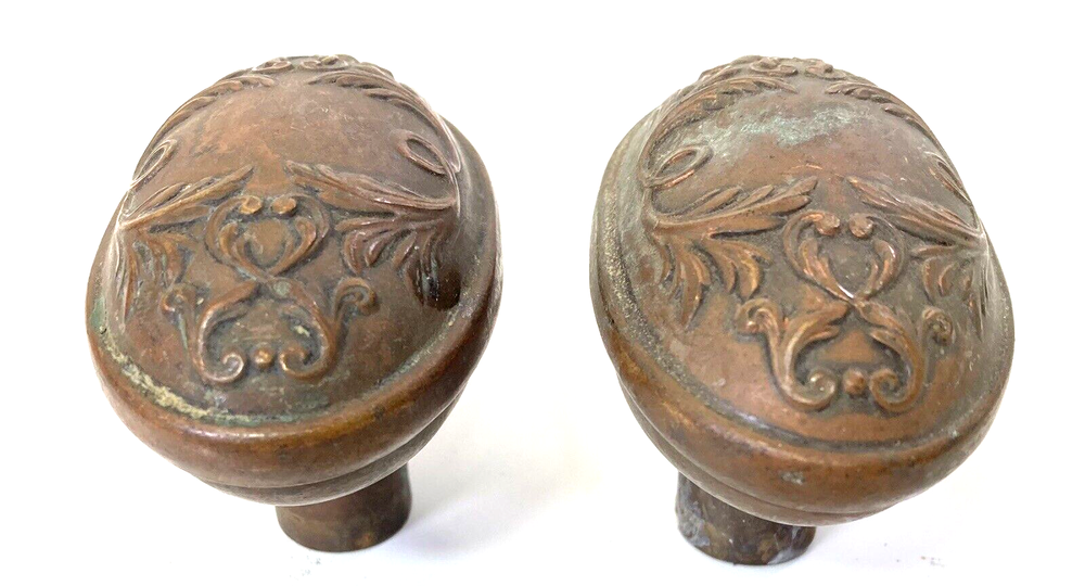 Vintage Salvage Oval Knobs, Copper Door Knobs, Antique, Free Shipping