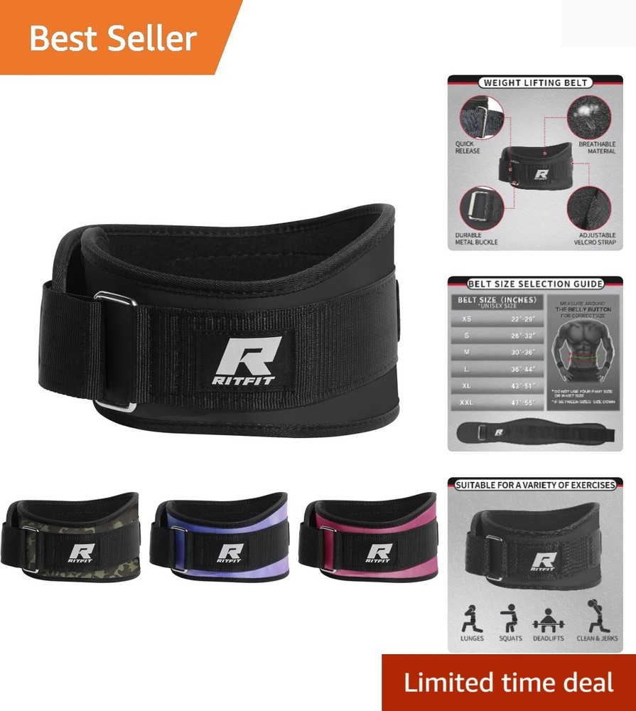 Durable 6-Inch Weight Lifting Belt - Comfortable Back Support & Easy Adjustments