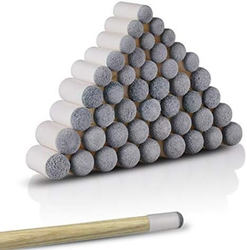 Pool Cue Tips Set 50 Pieces Leather Plastic 4 Sizes for Billiard Replacement