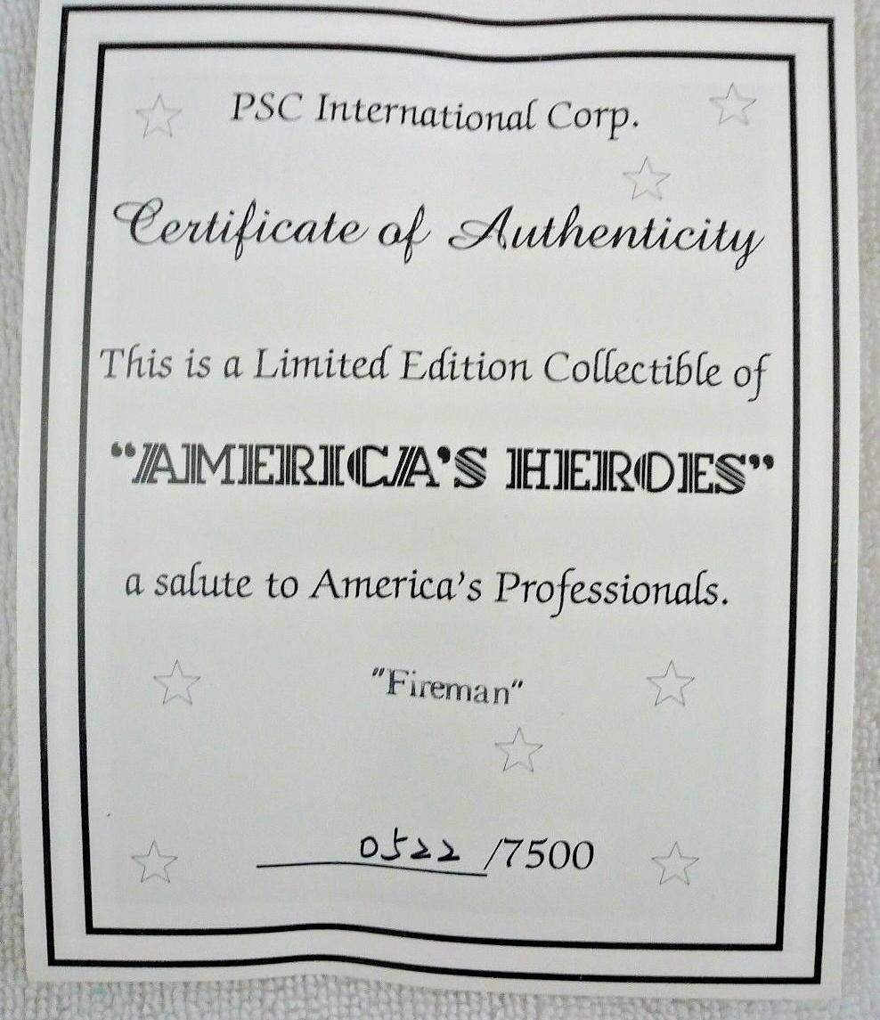 Fireman Collectible Statue Figurine New NIB Firefighter Free Shipping