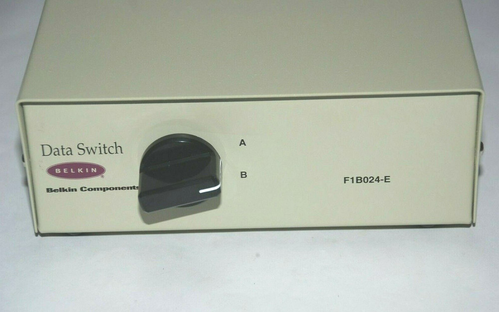 BELKIN Rotary 2 Port Data Transfer Switch F1B024-E Serial Parallel Printer Hub