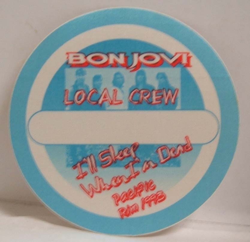 JON BON JOVI / RICHIE SAMBORA - OLD BON JOVI TOUR CONCERT CLOTH BACKSTAGE PASS