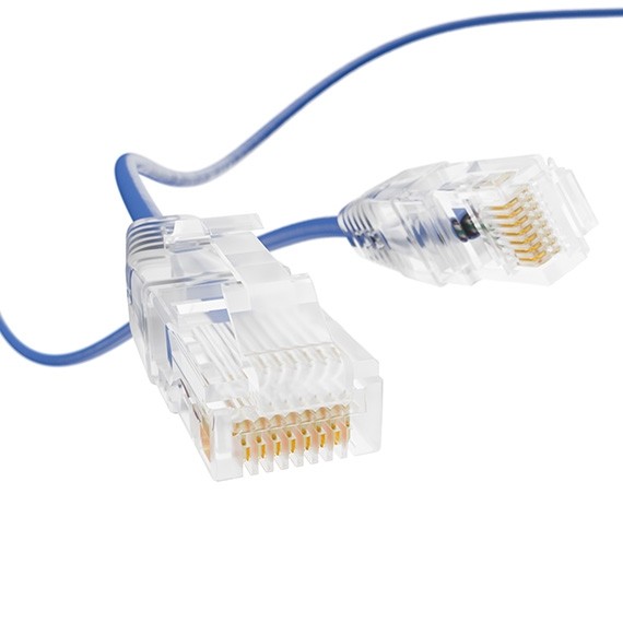12ft Slim Cat6a 28AWG UTP Ethernet Network Patch Cable, Blue