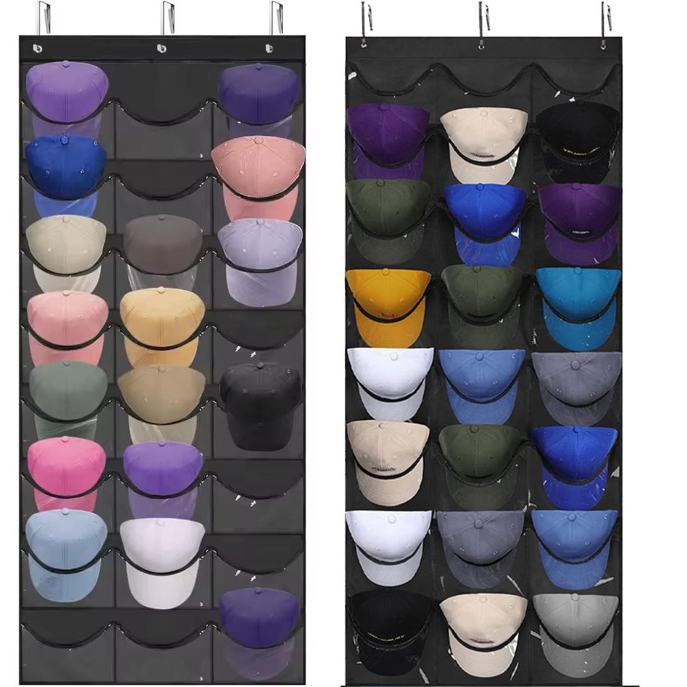 48Hat Rack Organizer Baseball Holder Deep Storage Pockets Door Wall Caps Stand