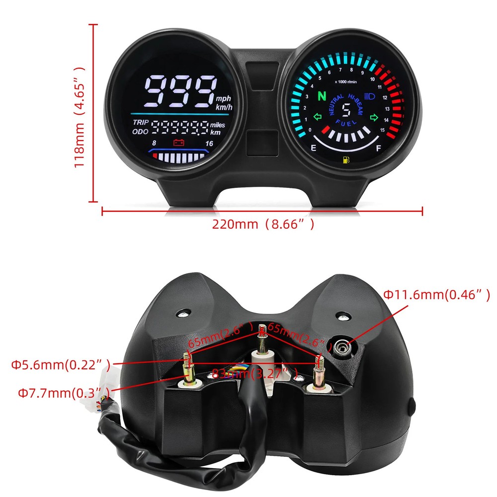 Universal Digital Meter Board For Motorcycle LCD Speedometer TachometerIndicator