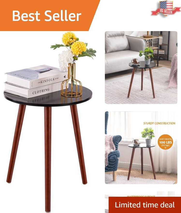 Round Side Table - Versatile End Table - Easy Assembly - 16.5 x 20.5 Inches