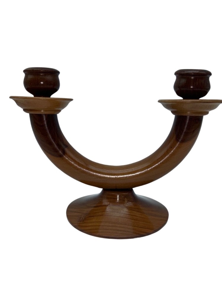 Wooden Candlelabra Two Arm